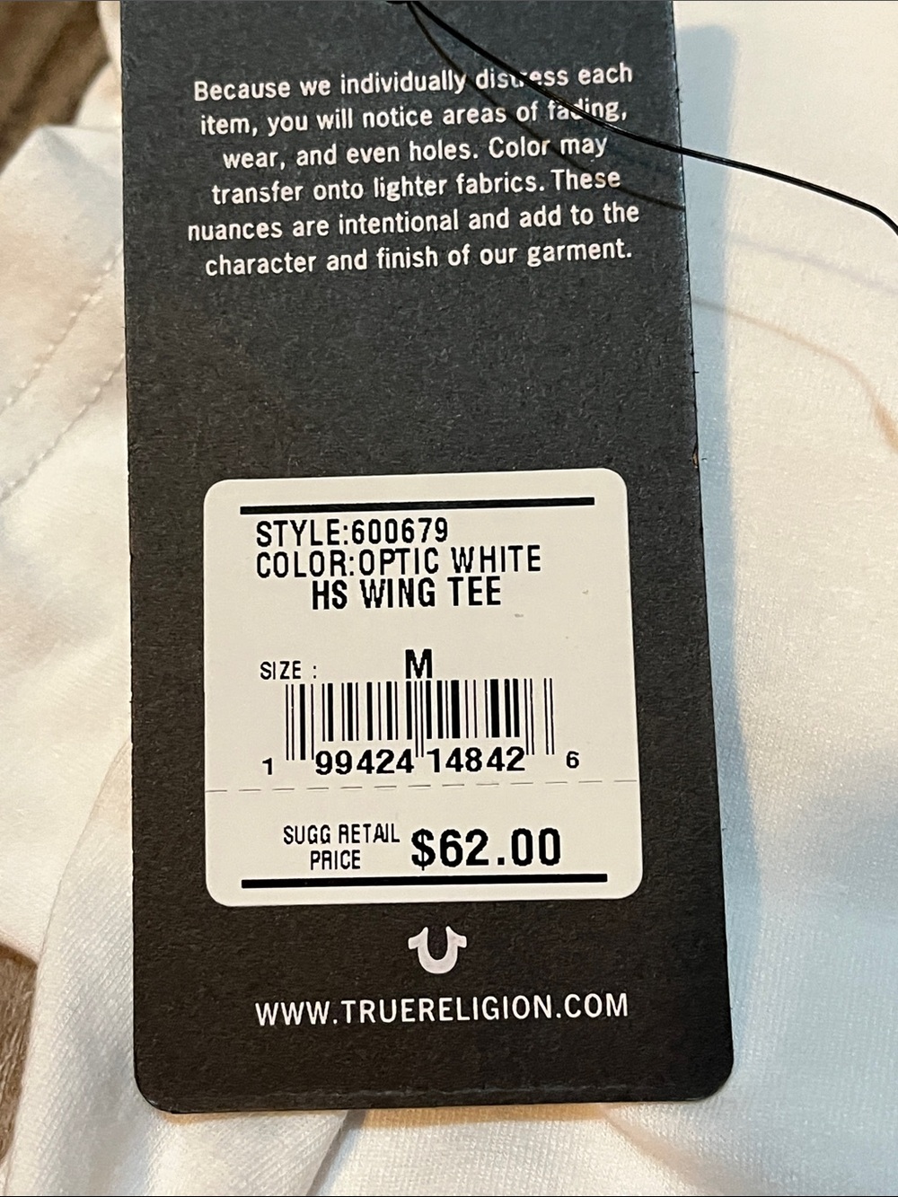 True Religion Horseshoe Winged White/Pink Short-Sleeve Crewneck Tee - Picture 10 of 11